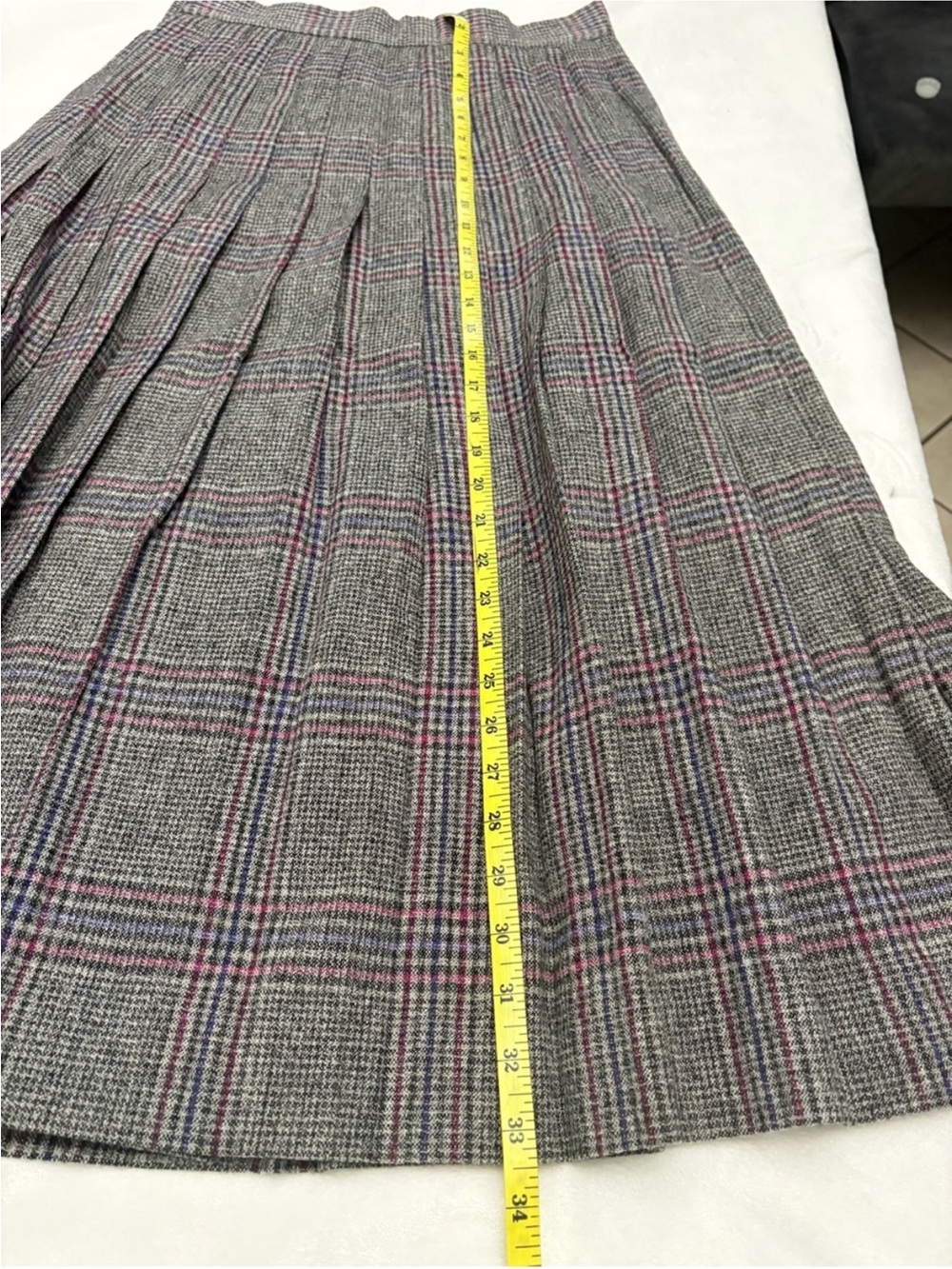 Christian Dior Vintage Wool Plaid Pleated Academia Maxi Skirt Size 8 - Picture 12 of 12